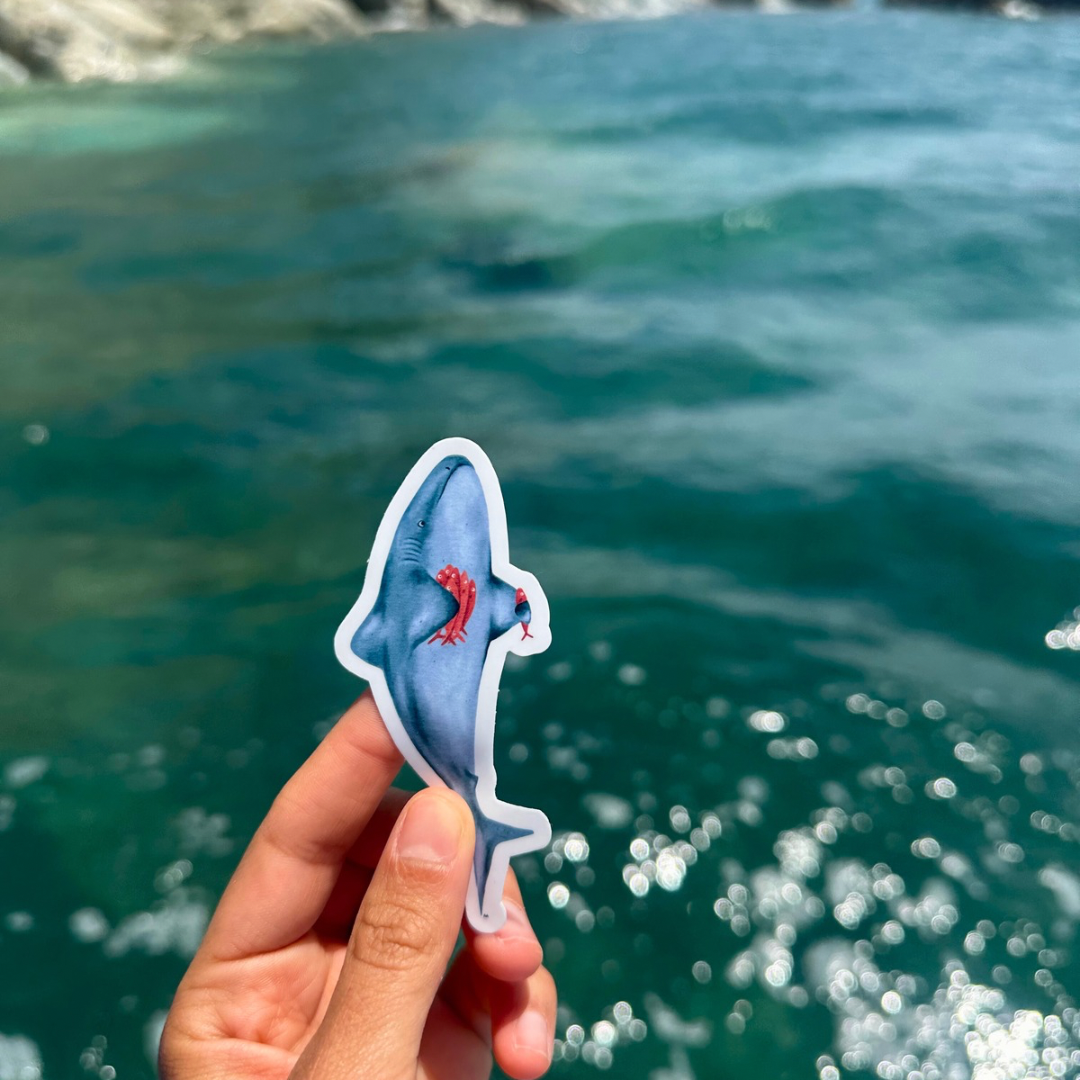 Sticker Tiburón con ramo de peces