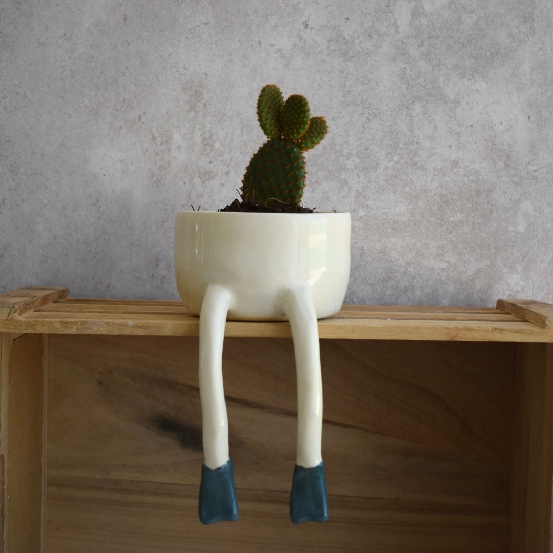 Maceta con piernas colgantes con aletas