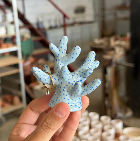 Coral azul claro porta anillos